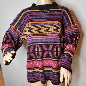 Vintage Spoiled Girls Multicolored Drop Knit Shoulder Sweater Est Size Small
